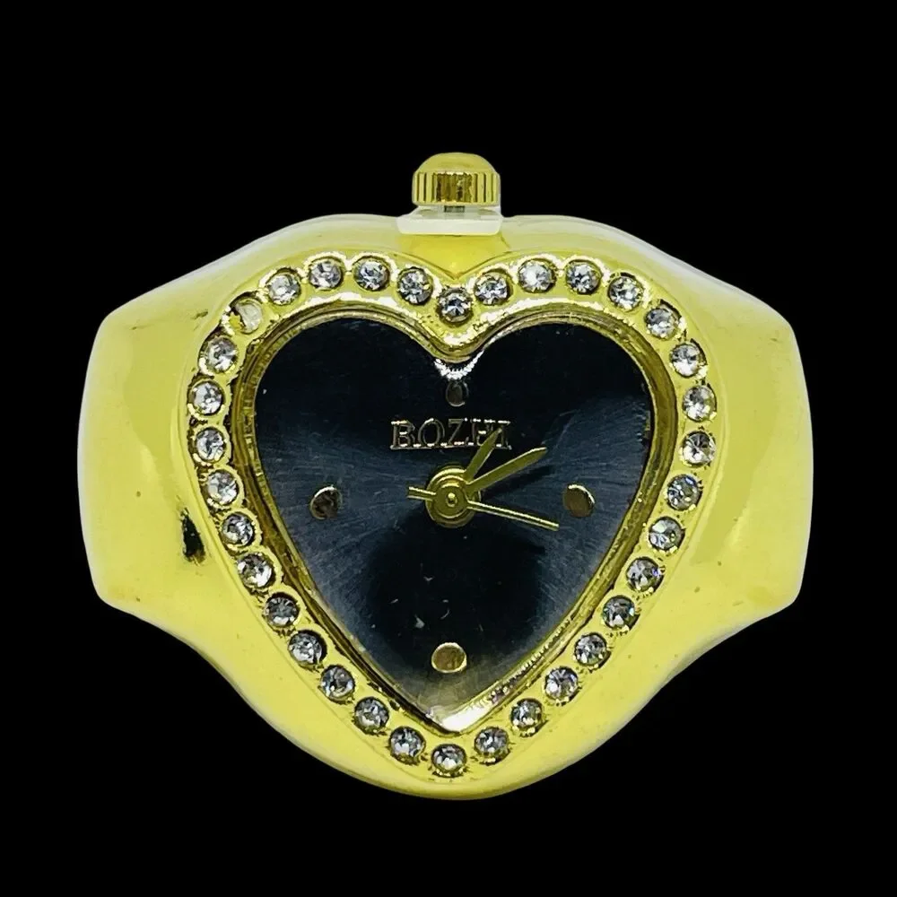BOZHI Ring Watch Gold Design With Crystals New